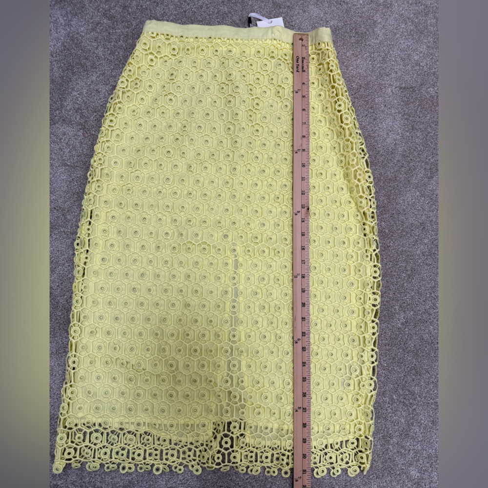 Jonathan Simkhai Pale Yellow Lace Midi Skirt with Grommet Detail size Small NWT - Picture 11 of 16